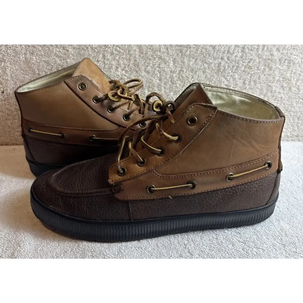Men’s POLO RALPH LAUREN DELMONT ANKLE BOOT LEATHER LACE UP BROWN SIZE 8 D